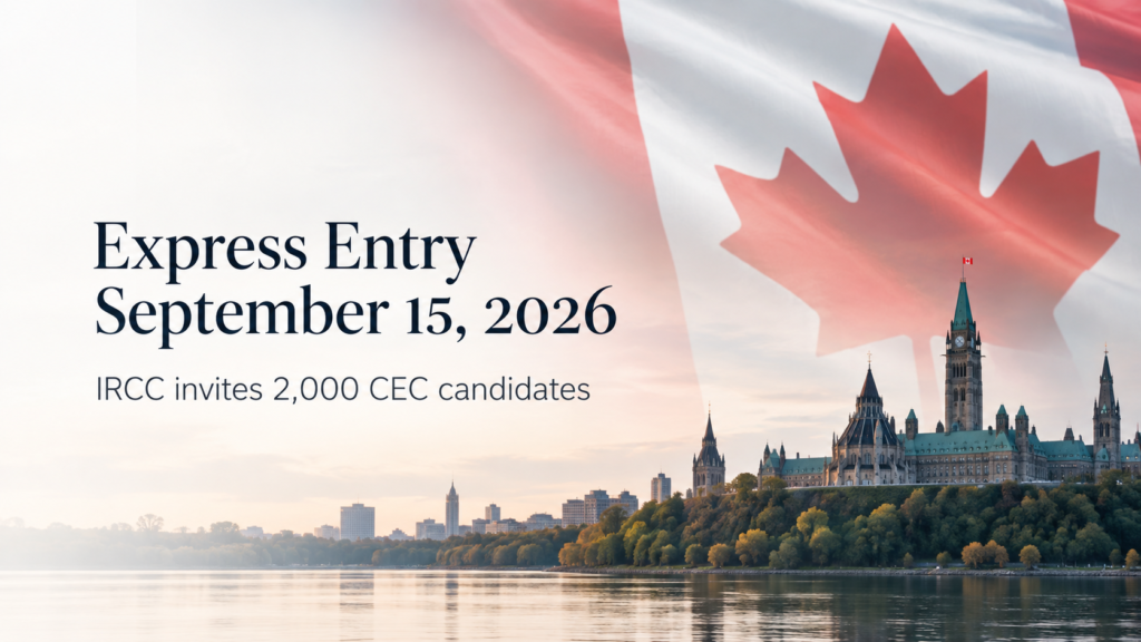 IRCC invites 2,000 CEC candidates in the September 15 Express Entry draw with a CRS cut-off score of 519.